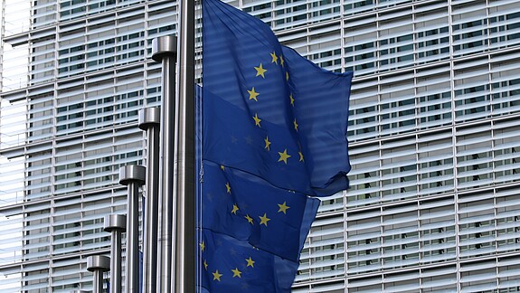 Europäische Kommission Europaflaggen vor der Europäischen Kommission