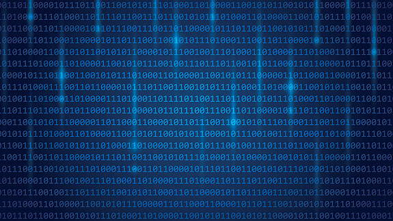 Geyer zum Beschluss des Bundeskabinetts - „Staatsmodernisierung gelingt nur im Schulterschluss mit den Beschäftigten“ Das Foto ist ein Symbolbild für Digitalisierung und zeigt Nullen und Einsen auf blauem Hintergrund.