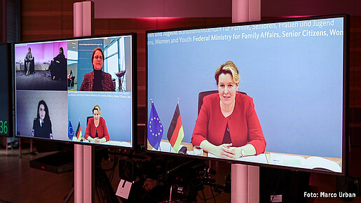Bundesfamilienministerin Franziska Giffey bei der Diskussion