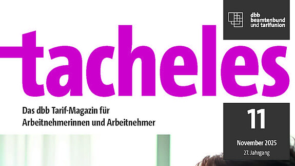 November-Ausgabe des Tarif-Magazins versandt Das Foto zeigt das Cover der November-Ausgabe des tacheles.